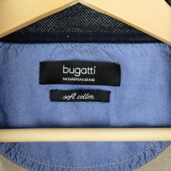 Bugatti Jacket Mens Large Beige Ribbed Knit Quarter Zip Preppy Stretch - Picture 7 of 10